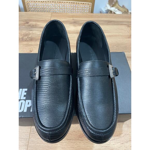 The Kooples Men's Black Leather Loafers Size 9.5 US 43 FR NIB Lizard Texture - Picture 6 of 13